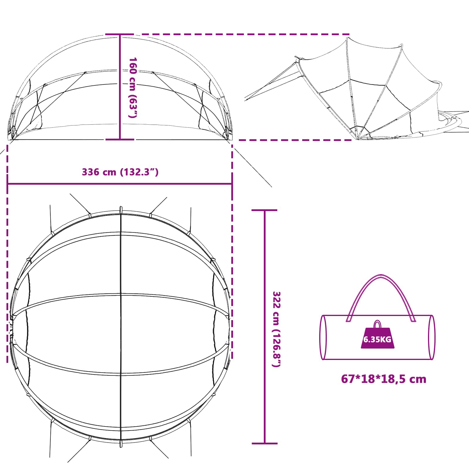 Dome Piscina 336 x 322 x 160 cm