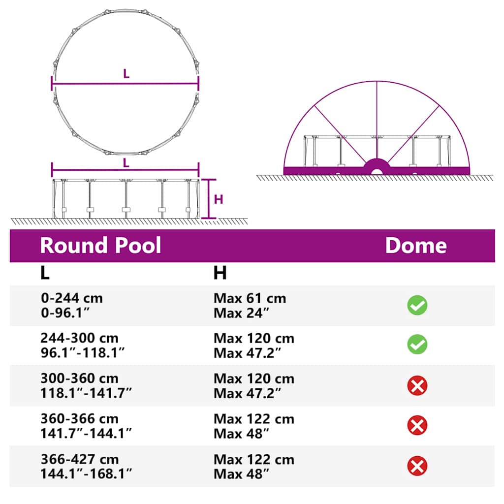 Dome Piscina 336 x 322 x 160 cm Grigio e arancione