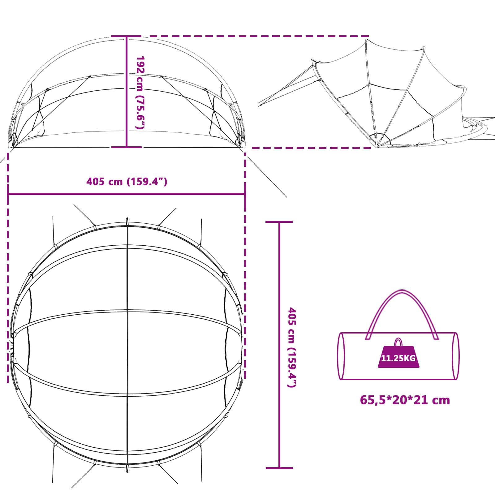 Dome Piscina 405 x 405 x 192 cm