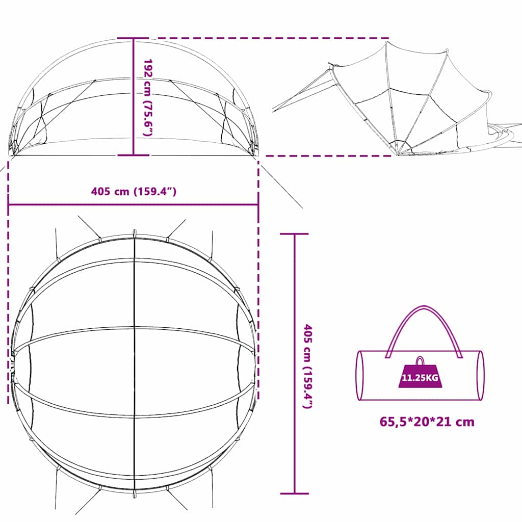 Dome Piscina 405 x 405 x 192 cm PVC Trasparente