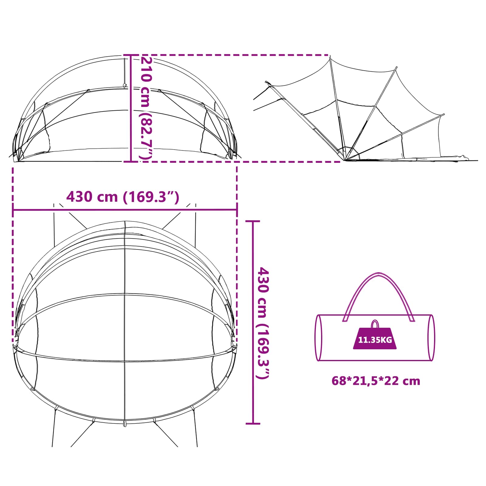 Dome Piscina 430 x 430 x 210 cm