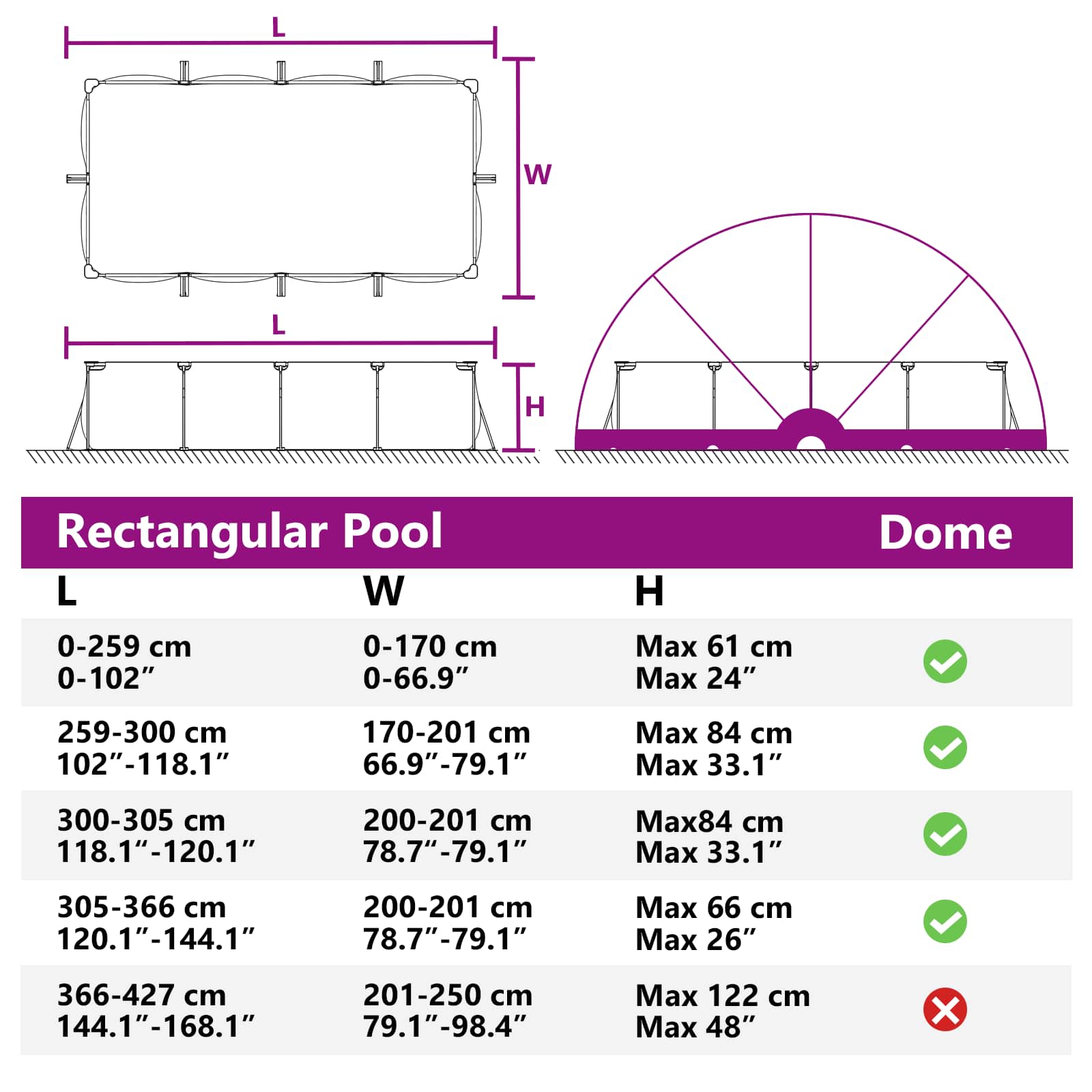 Dome Piscina 430 x 430 x 210 cm