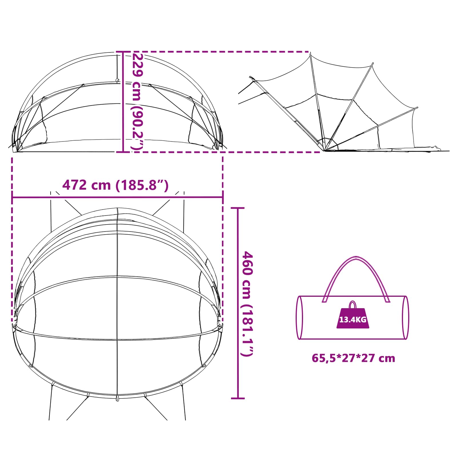 Dome Piscina 472 x 460 x 229 cm