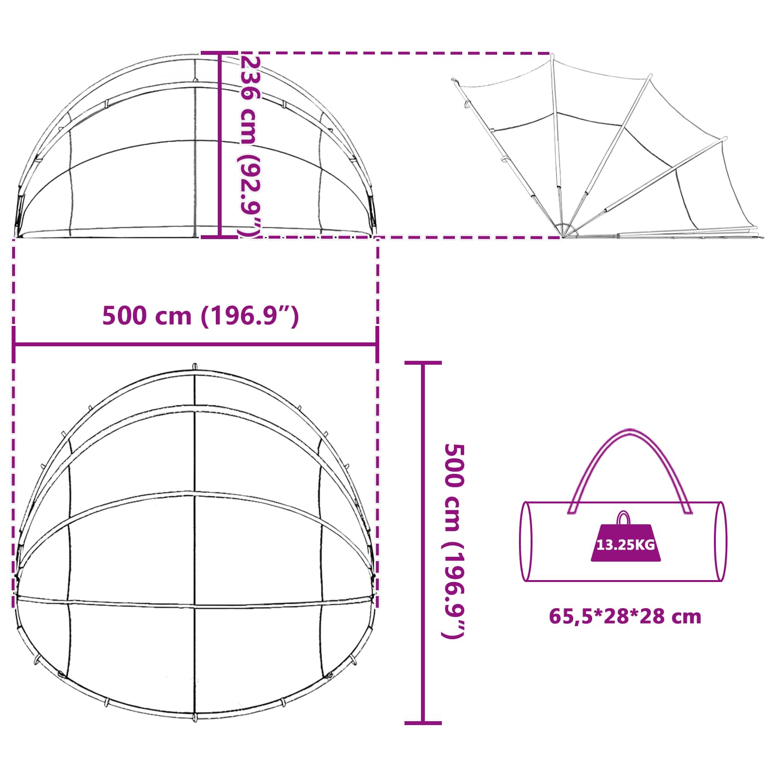 Dome Piscina 500 x 500 x 236 cm