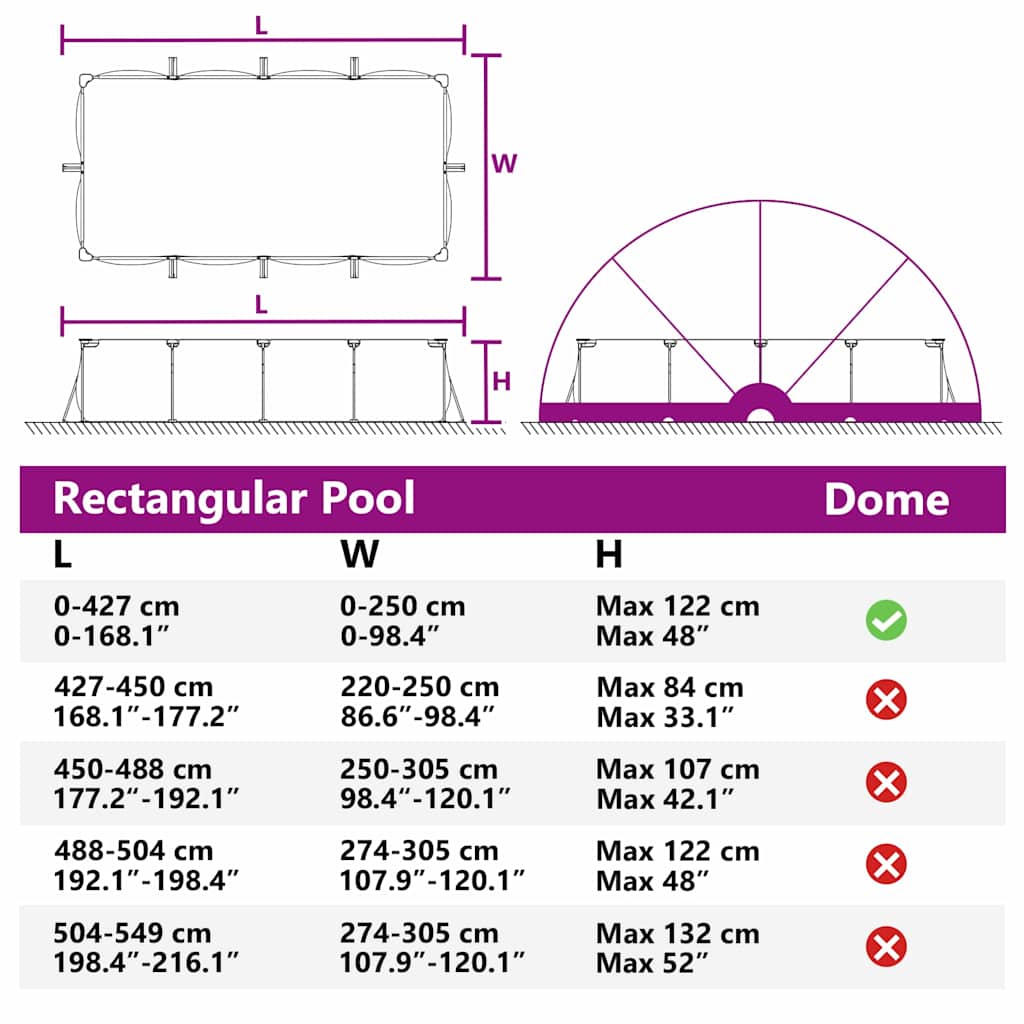 Dome Piscina 500 x 500 x 236 cm Grigio e arancione