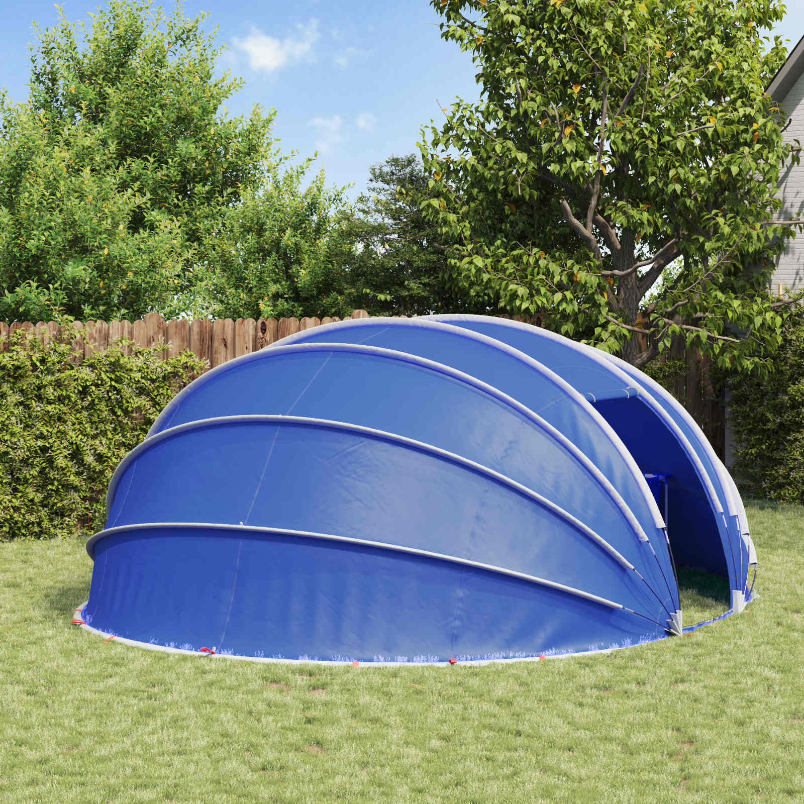 Tenda da piscina a cupola 538 x 440 x 204 cm Blu Azzurro
