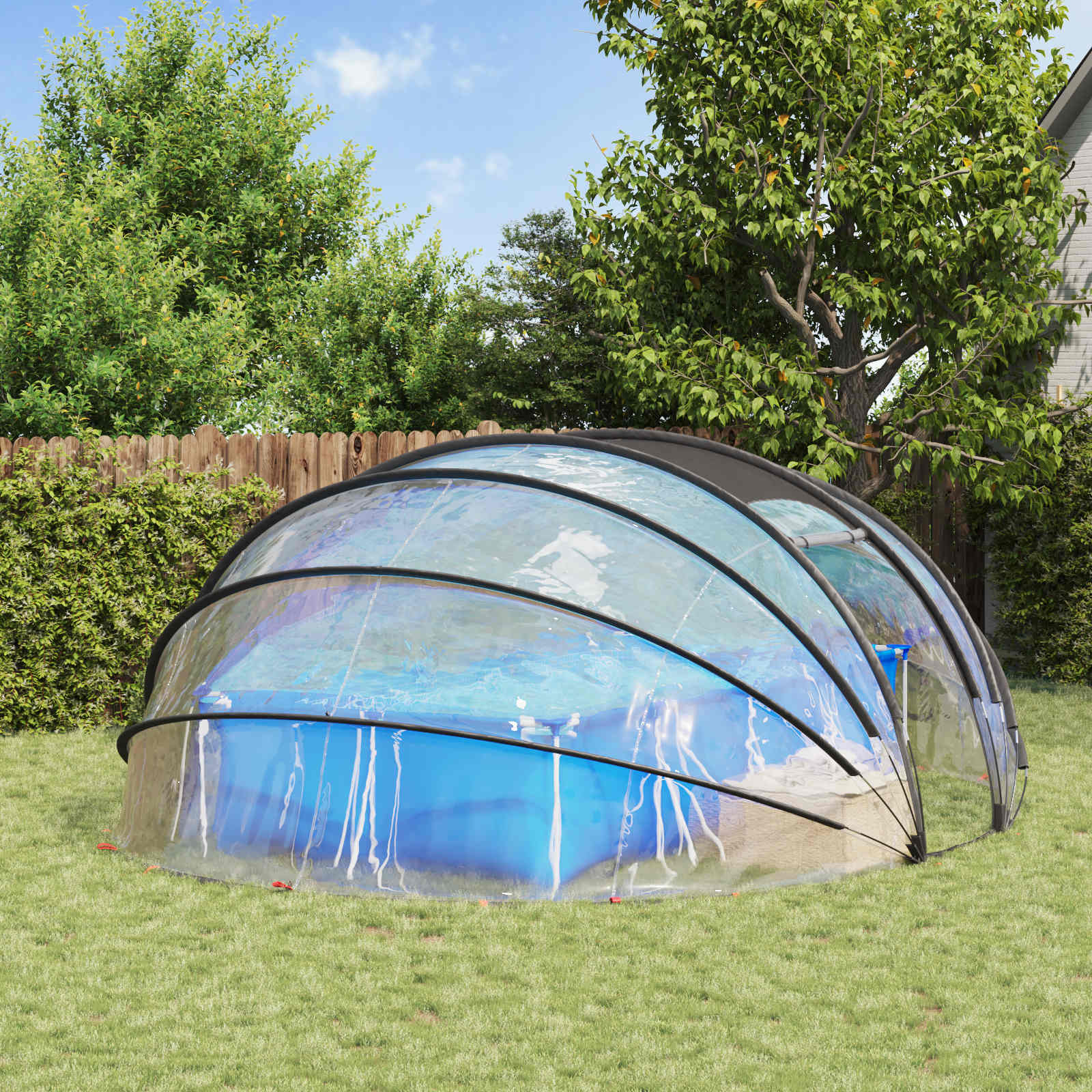 Tenda da piscina a cupola 538 x 440 x 204 cm PVC Trasparente