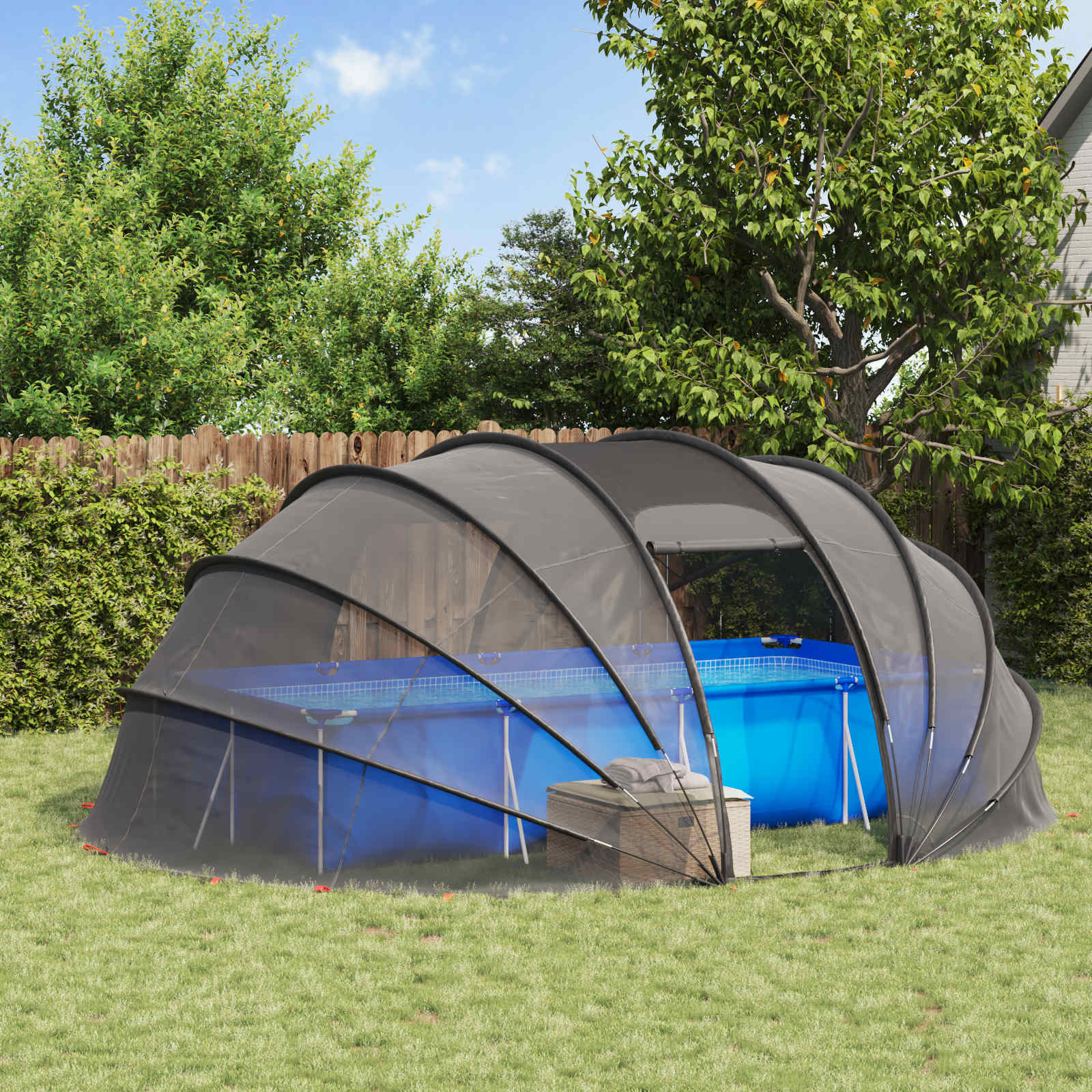 Tenda da piscina a cupola 538 x 440 x 204 cm Trasparente