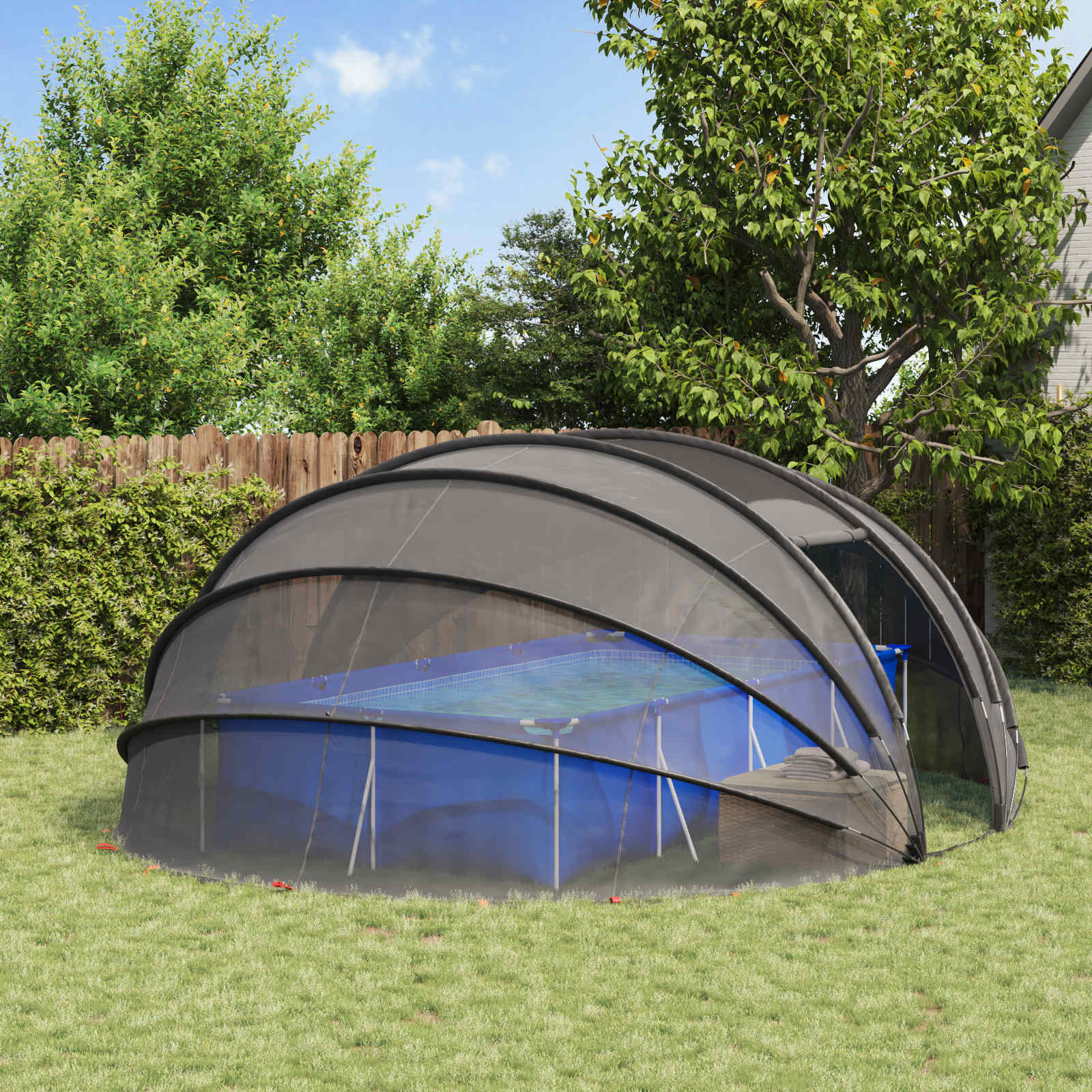 Tenda da piscina a cupola 538 x 440 x 204 cm Trasparente