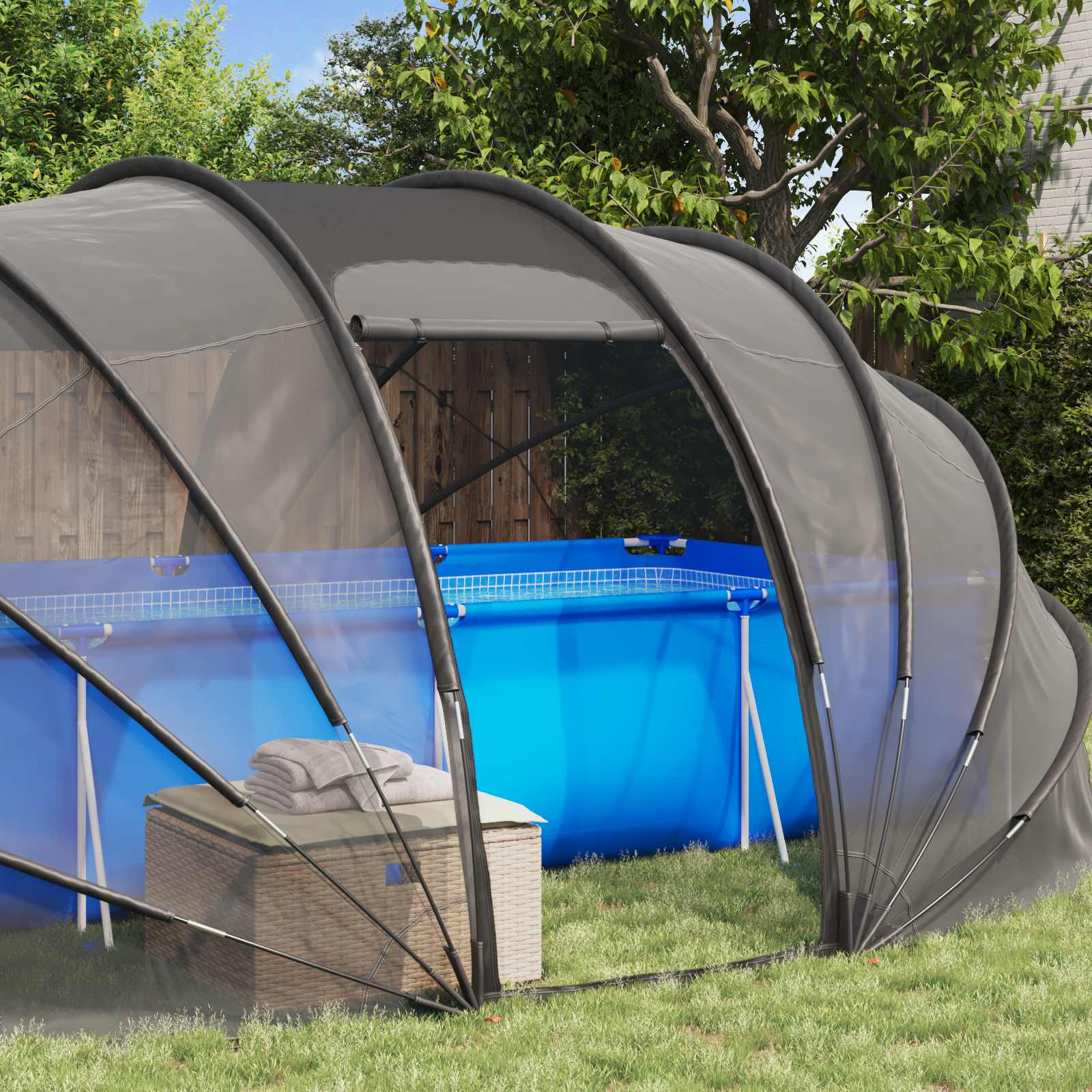 Tenda da piscina a cupola 538 x 440 x 204 cm Trasparente