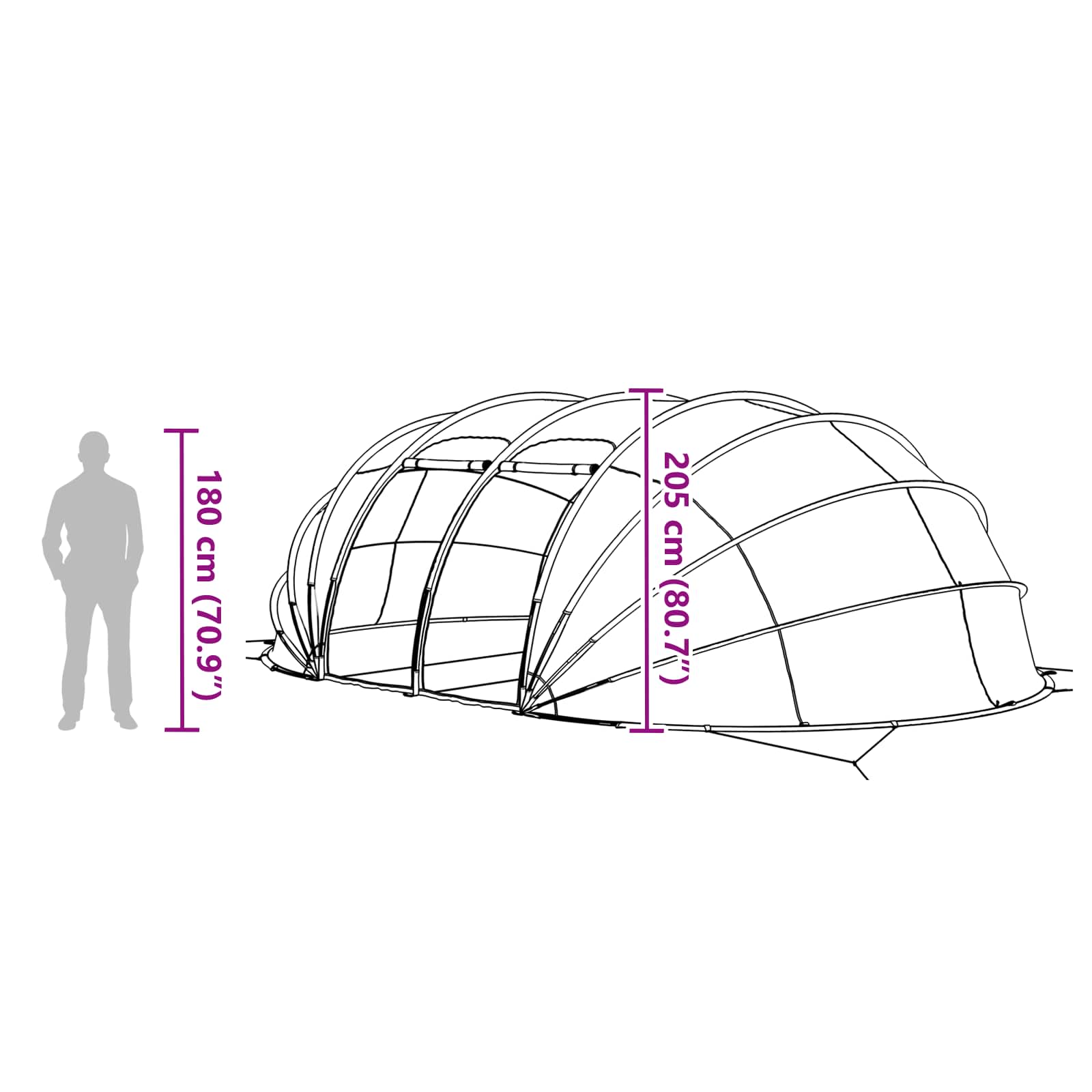 Tenda da piscina a cupola 640 x 432 x 205 cm