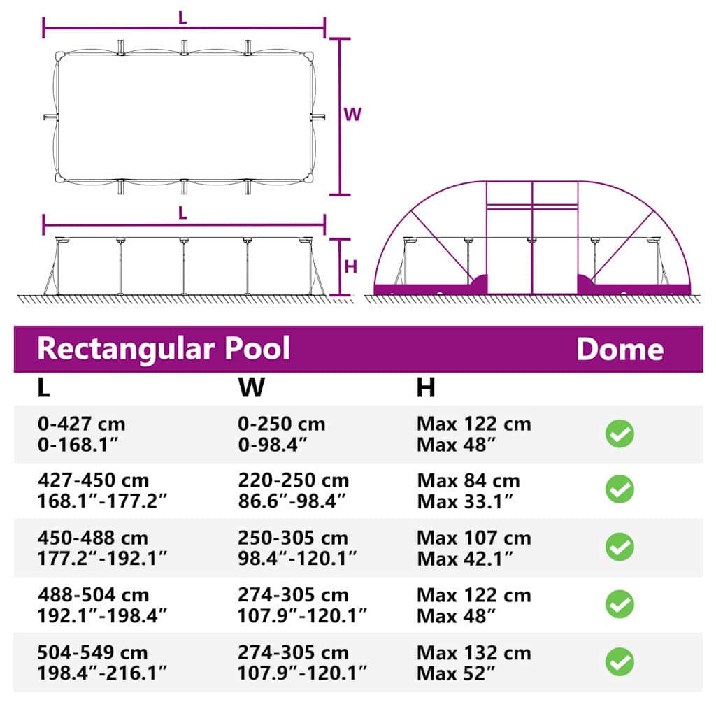 Tenda da piscina a cupola 640 x 432 x 205 cm A rete Trasparente