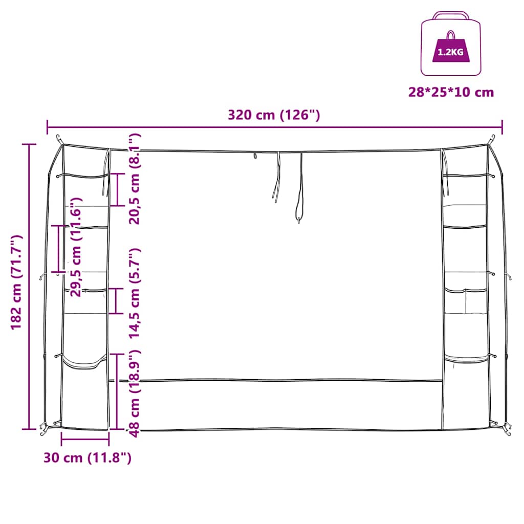 Organizzatore da Tenda Appeso Grigio e Blu 320 x 182 cm Oxford