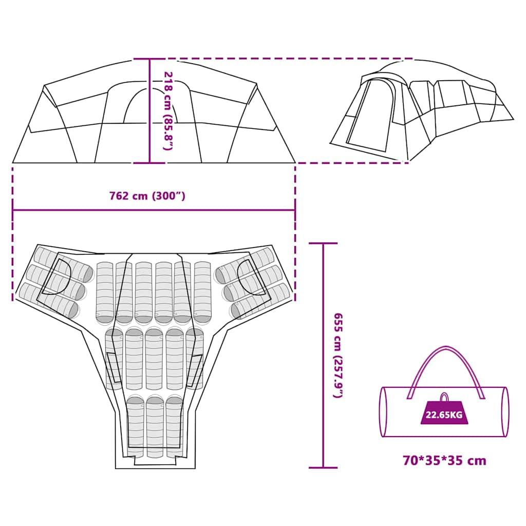 Tenda Familiare 20 persona Blu taffetà Impermeabile
