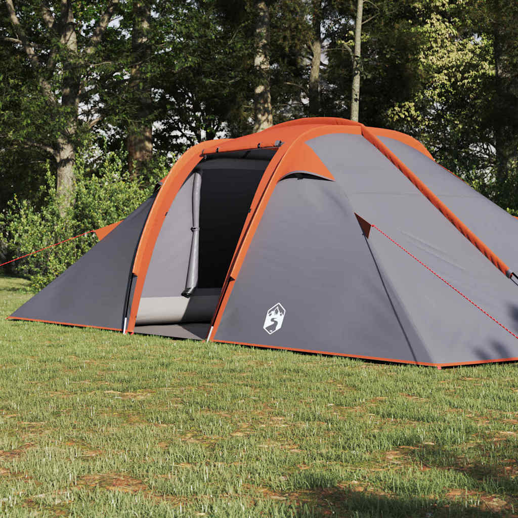 Tenda tunnel 4 persona Grigio e arancione taffetà Impermeabile