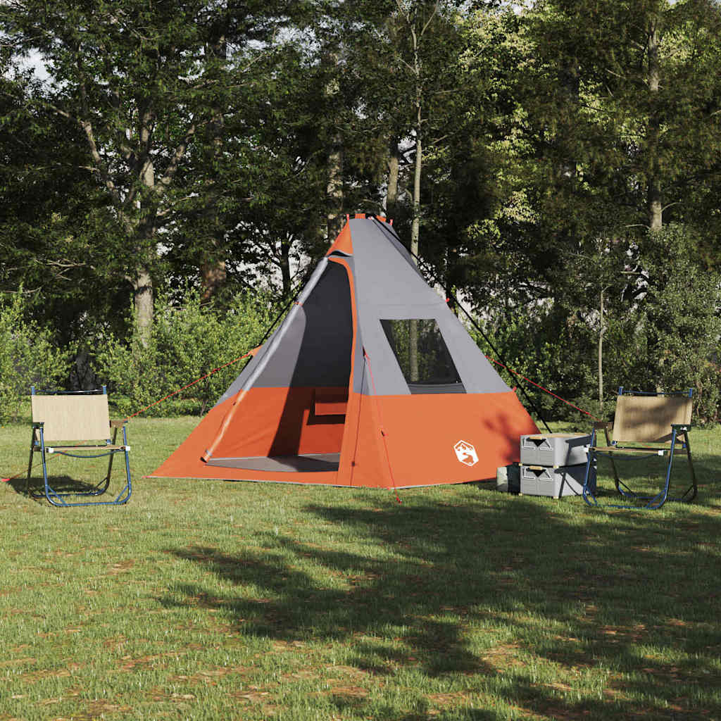 Tenda Tipi 6 persona Impermeabile Grigio e arancione taffetà