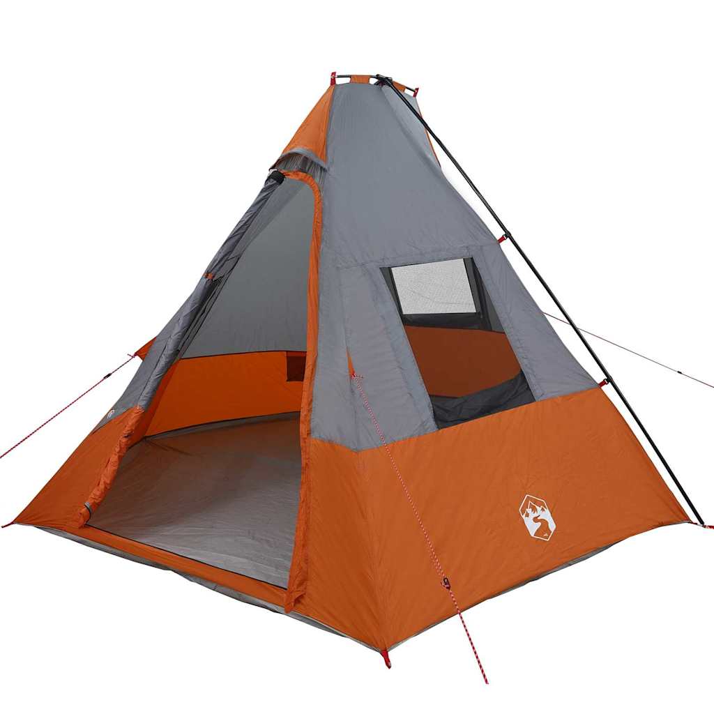 Tenda Tipi 6 persona Impermeabile Grigio e arancione taffetà