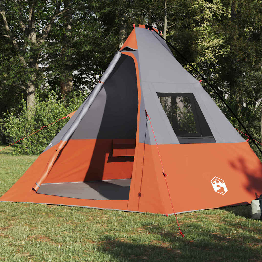 Tenda Tipi 6 persona Impermeabile Grigio e arancione taffetà