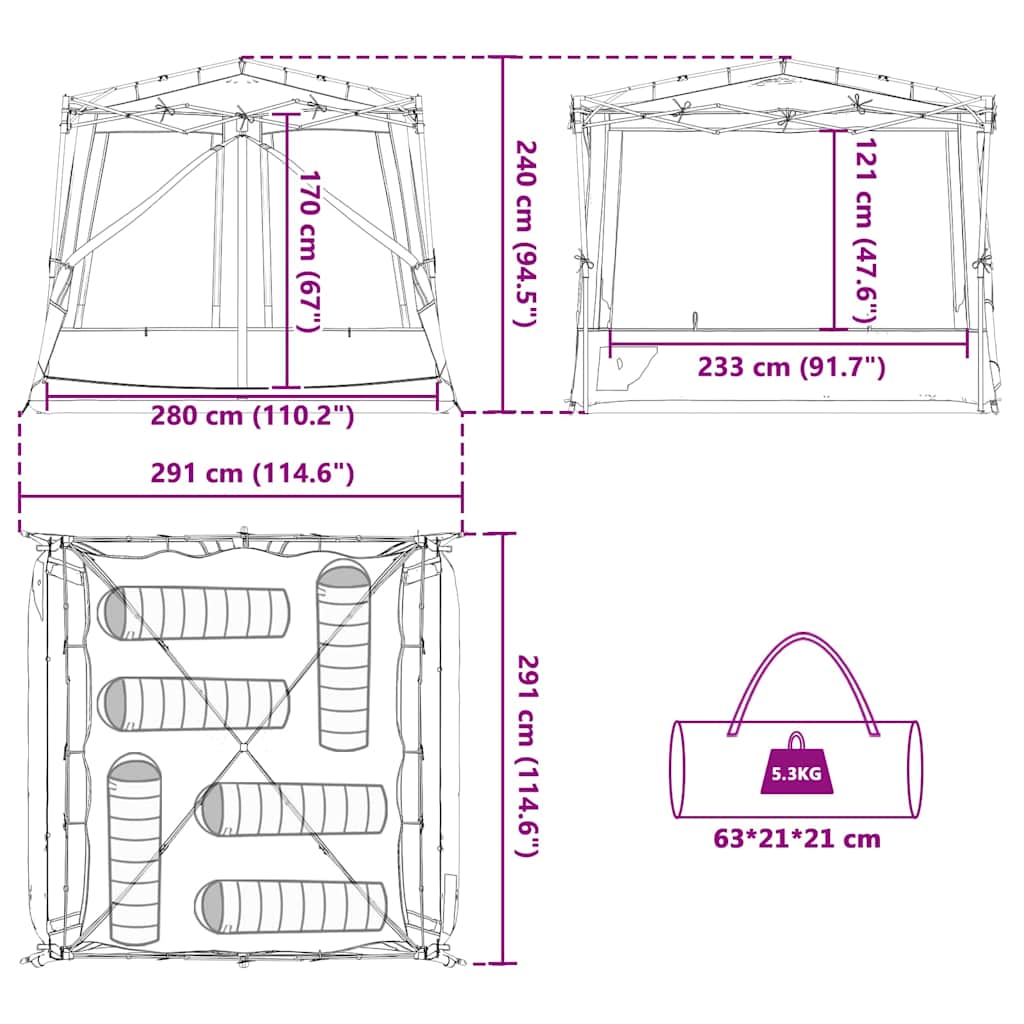 Tenda interna 6 persona Blu taffetà