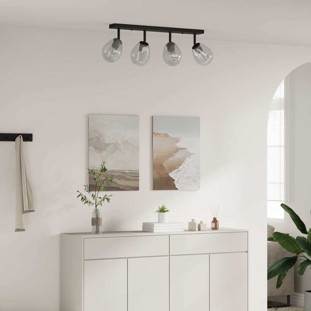 Faretto da soffitto Nero 73,5 x 13 x 26 cm Vetro e Metallo