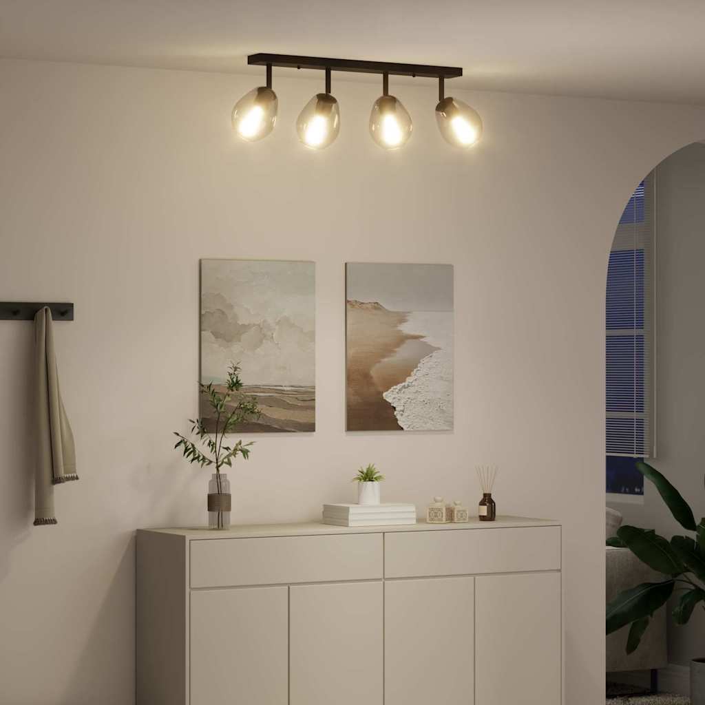 Faretto da soffitto Nero 73,5 x 13 x 26 cm Vetro e Metallo