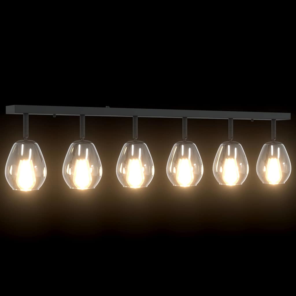 Faretto da soffitto Nero 110,5 x 13 x 26 cm Vetro e Metallo