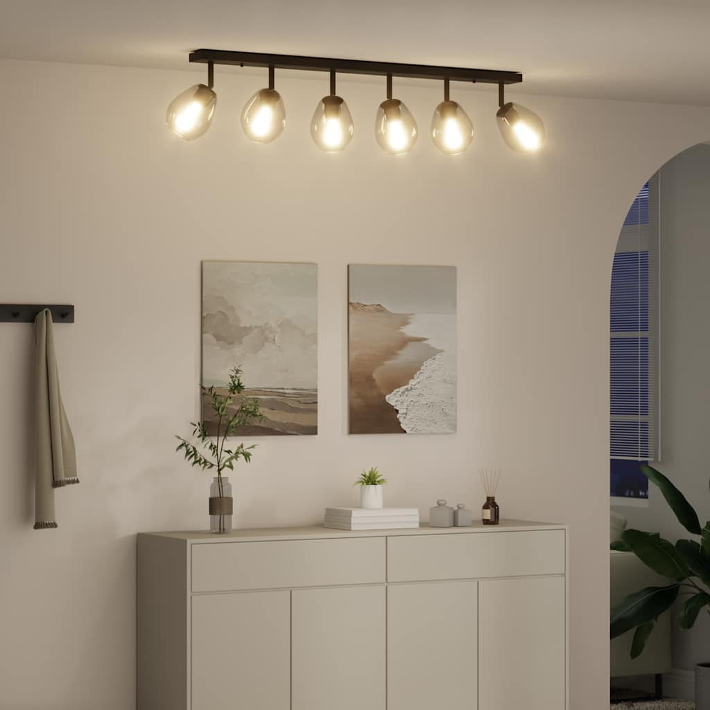 Faretto da soffitto Nero 110,5 x 13 x 26 cm Vetro e Metallo