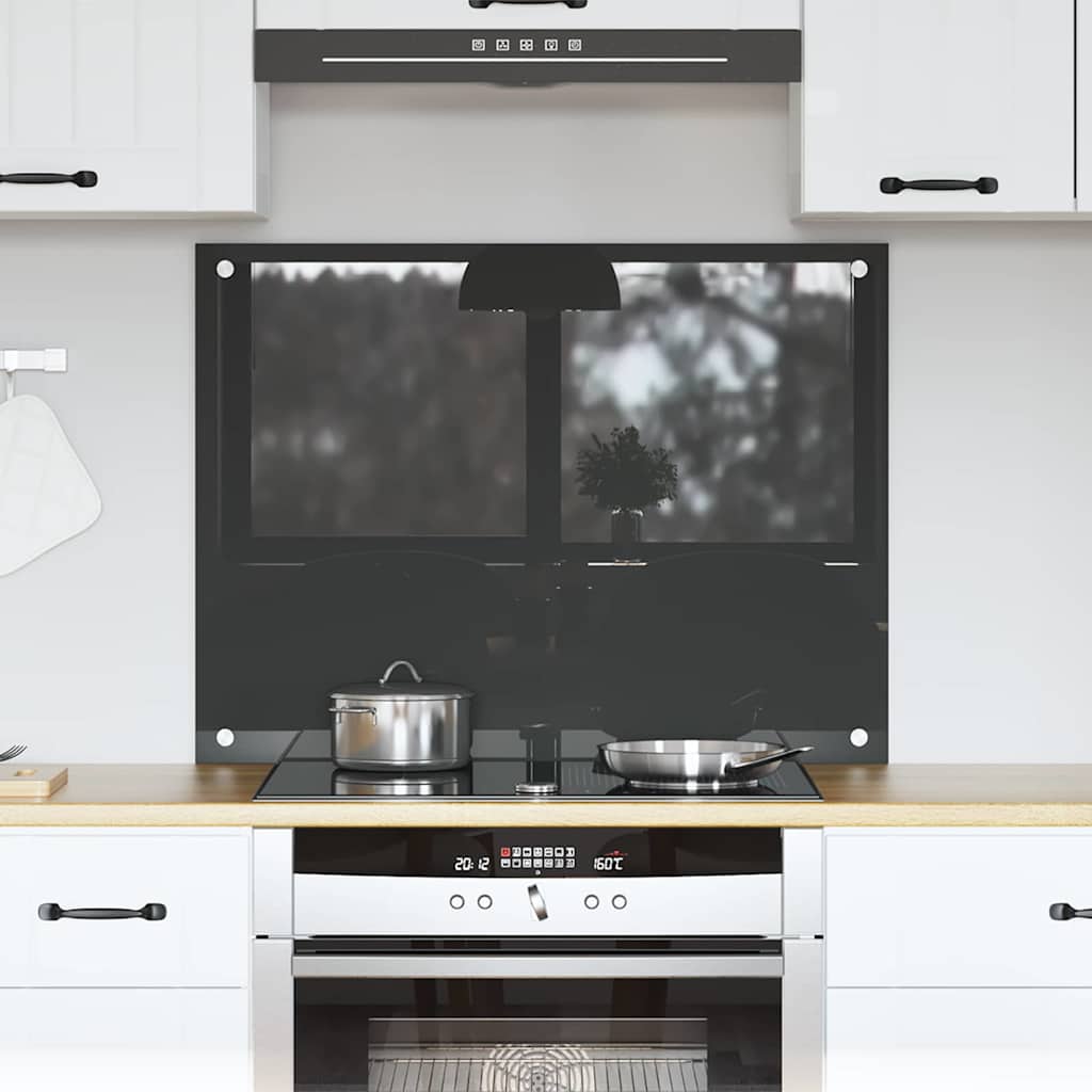 Schienale da cucina Grigio scuro 80 x 60 cm vetro temperato