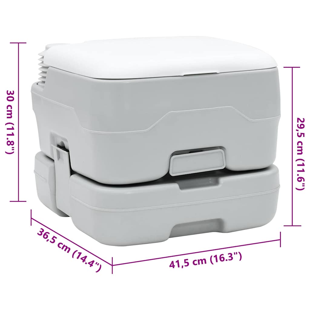 Toilette da Campeggio Grigio e Bianco 41,5 x 36,5 x 30 cm