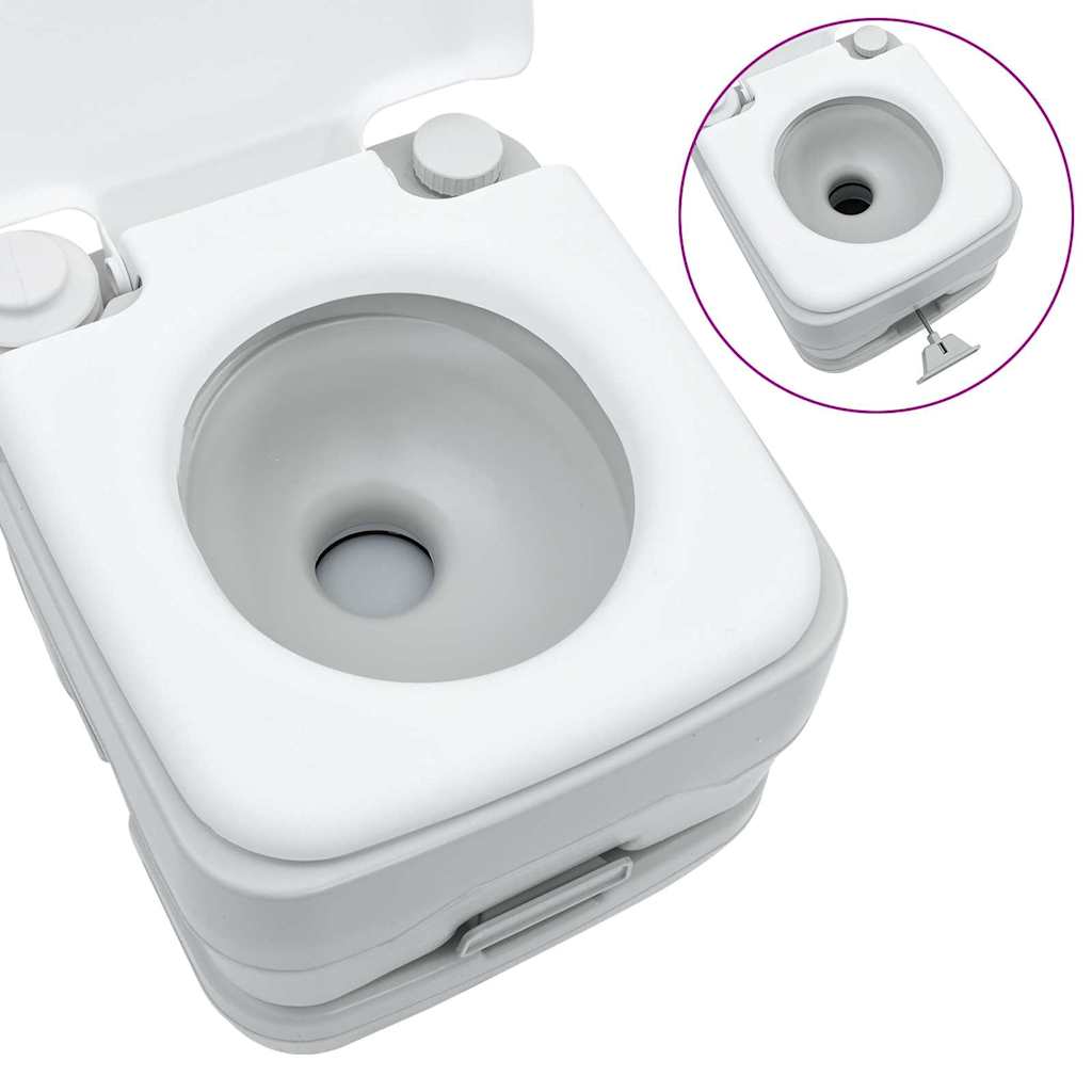 Toilette da Campeggio Grigio e Bianco 41,5 x 36,5 x 30 cm