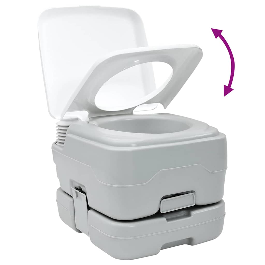 Toilette da Campeggio Grigio e Bianco 41,5 x 36,5 x 30 cm