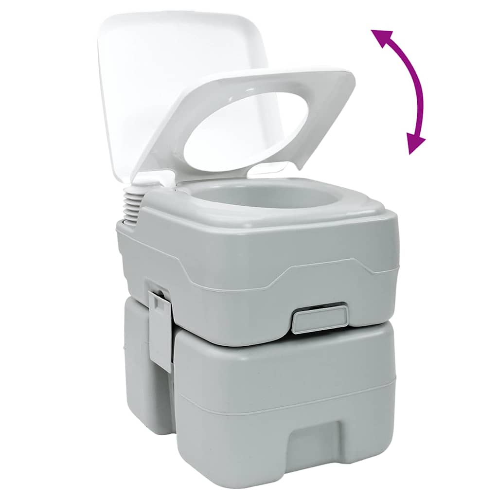 Toilette da Campeggio Grigio e Bianco 41,5 x 36,5 x 42 cm