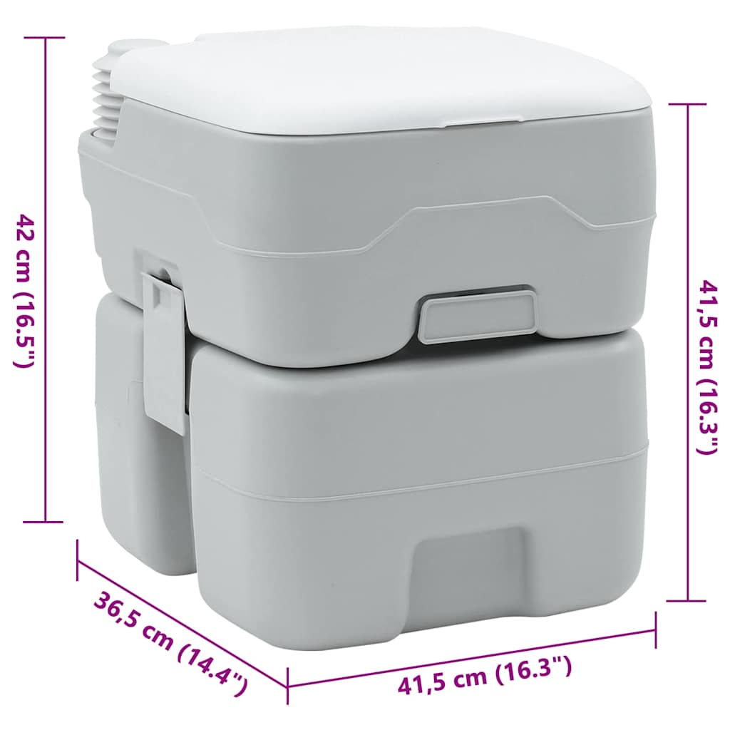 Toilette da Campeggio Grigio e Bianco 41,5 x 36,5 x 42 cm