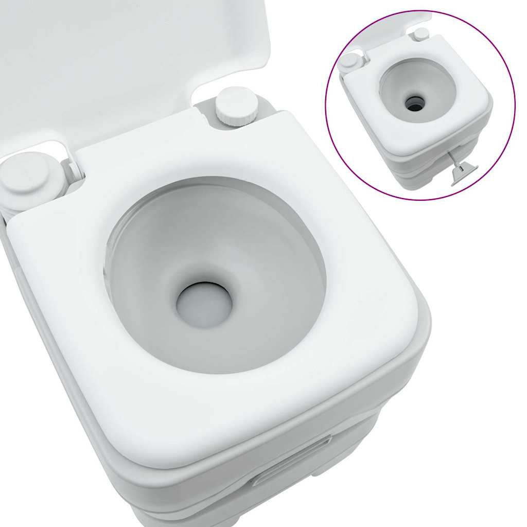 Toilette da Campeggio Grigio e Bianco 41,5 x 36,5 x 42 cm