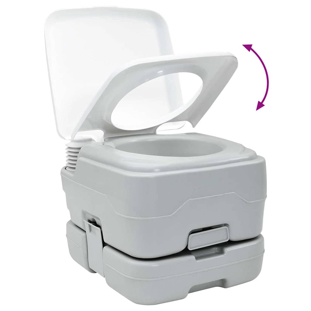 Set di toilette per il campeggio 2 pz Grigio e Bianco