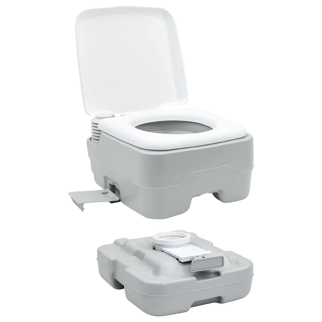 Set di toilette per il campeggio 2 pz Grigio e Bianco