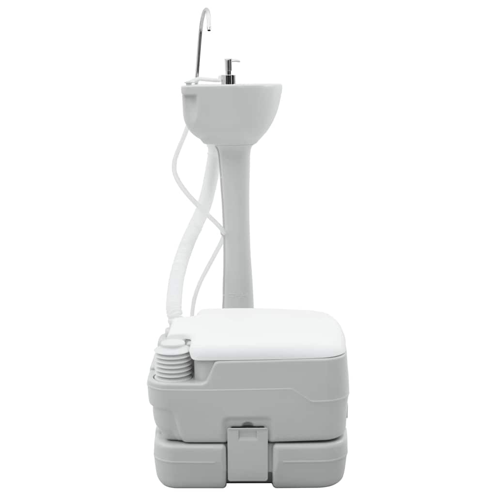 Set di toilette per il campeggio 2 pz Grigio e Bianco