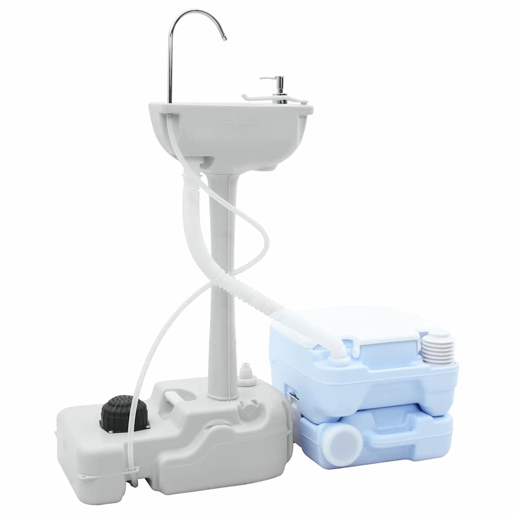 Set di toilette per il campeggio 2 pz Blu e Bianco