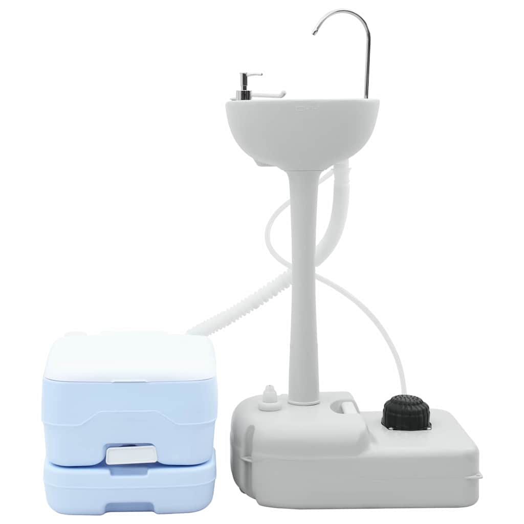 Set di toilette per il campeggio 2 pz Blu e Bianco