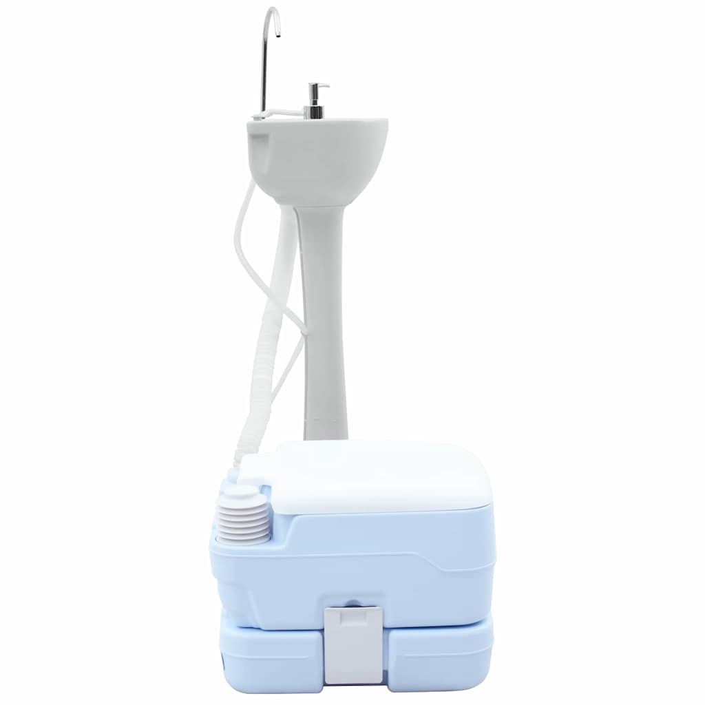 Set di toilette per il campeggio 2 pz Blu e Bianco