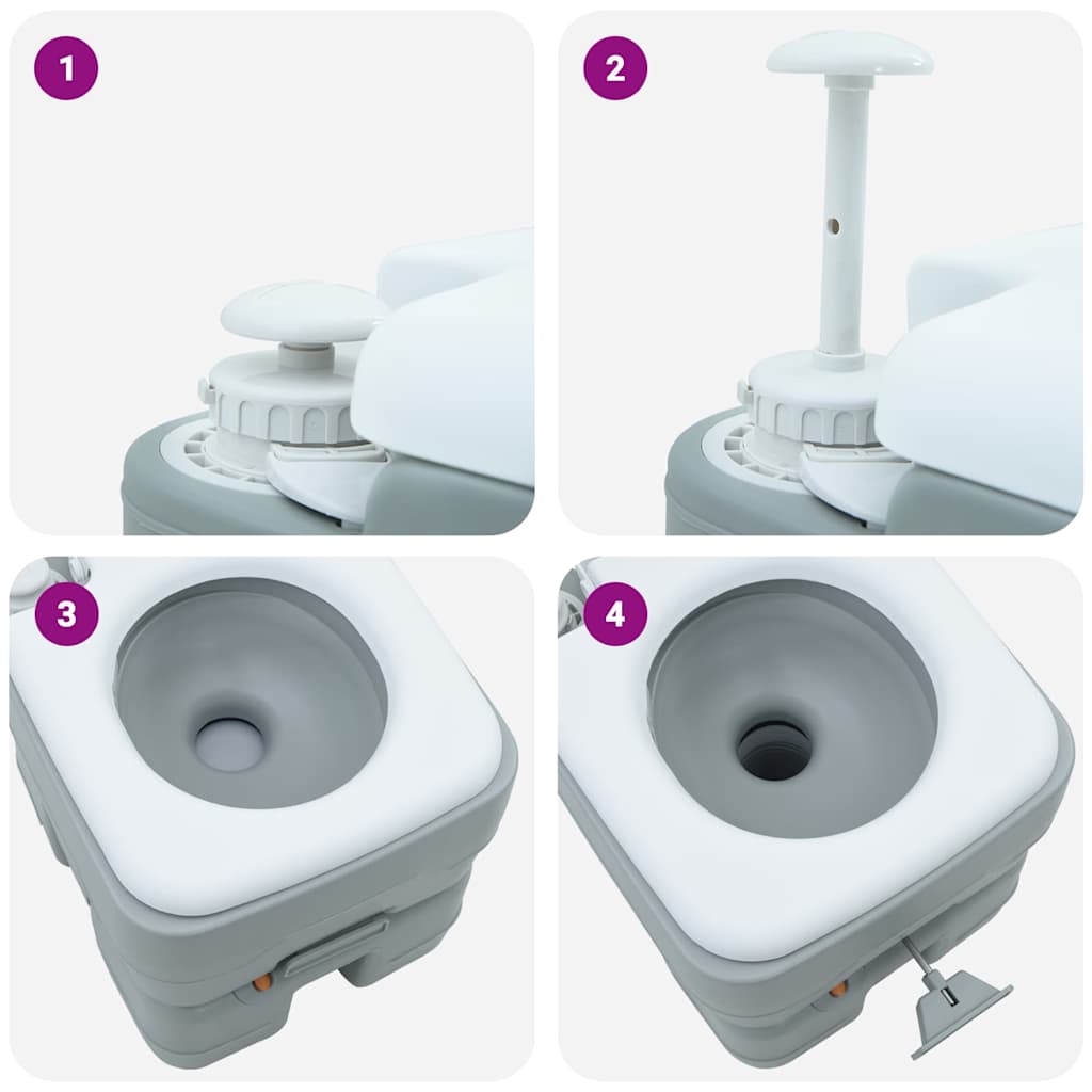 Toilette da Campeggio Grigio e Bianco 41,5 x 36,5 x 37,5 cm