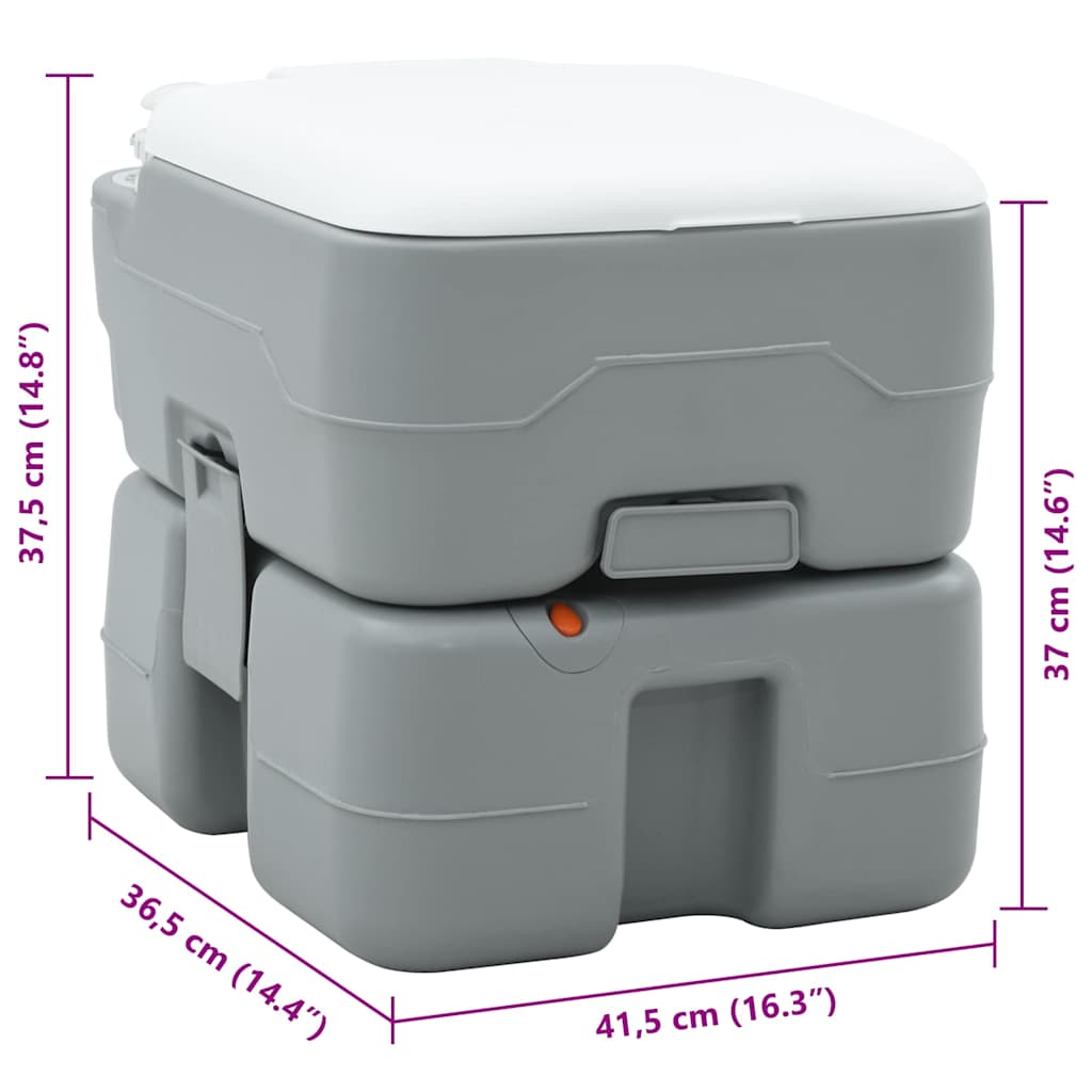 Toilette da Campeggio Grigio e Bianco 41,5 x 36,5 x 37,5 cm