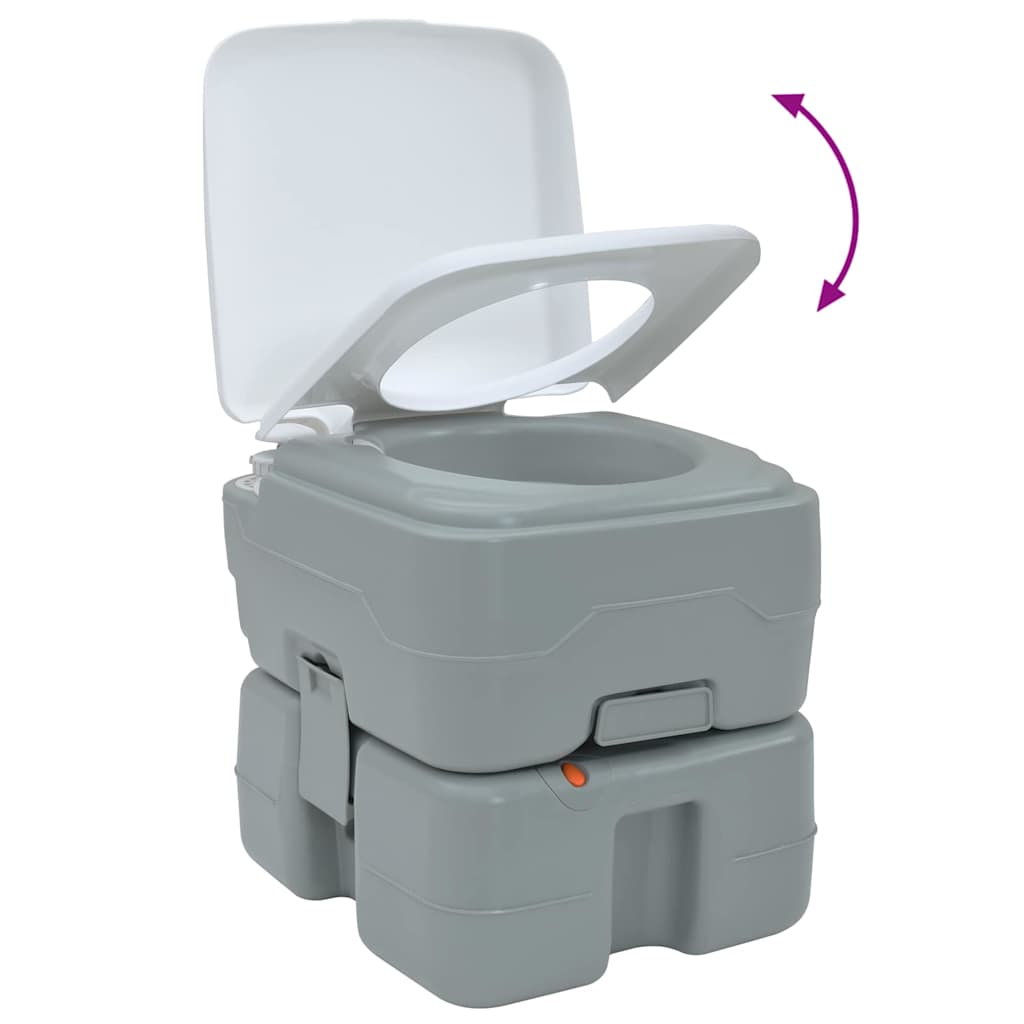 Toilette da Campeggio Grigio e Bianco 41,5 x 36,5 x 37,5 cm