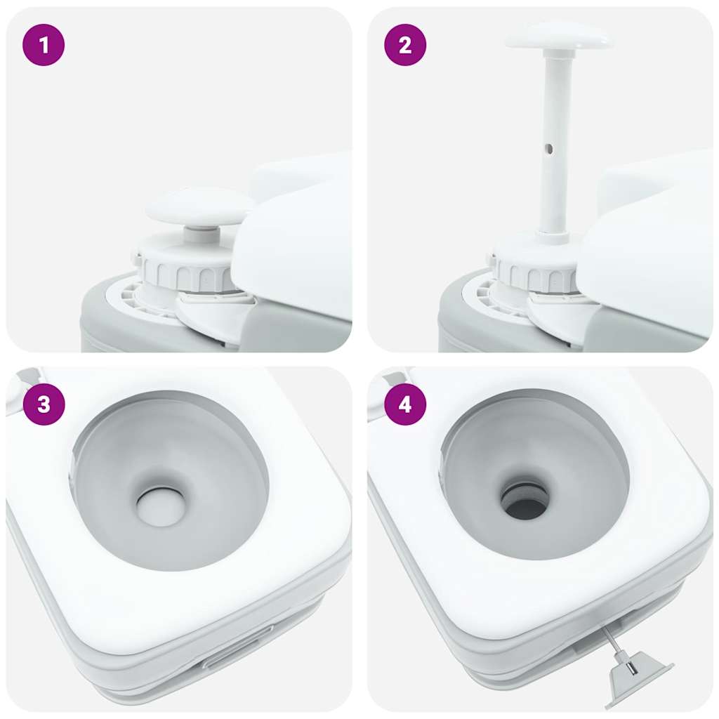 Toilette da Campeggio Grigio e Bianco 41,5 x 36,5 x 30 cm