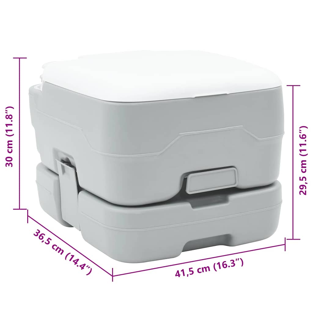 Toilette da Campeggio Grigio e Bianco 41,5 x 36,5 x 30 cm