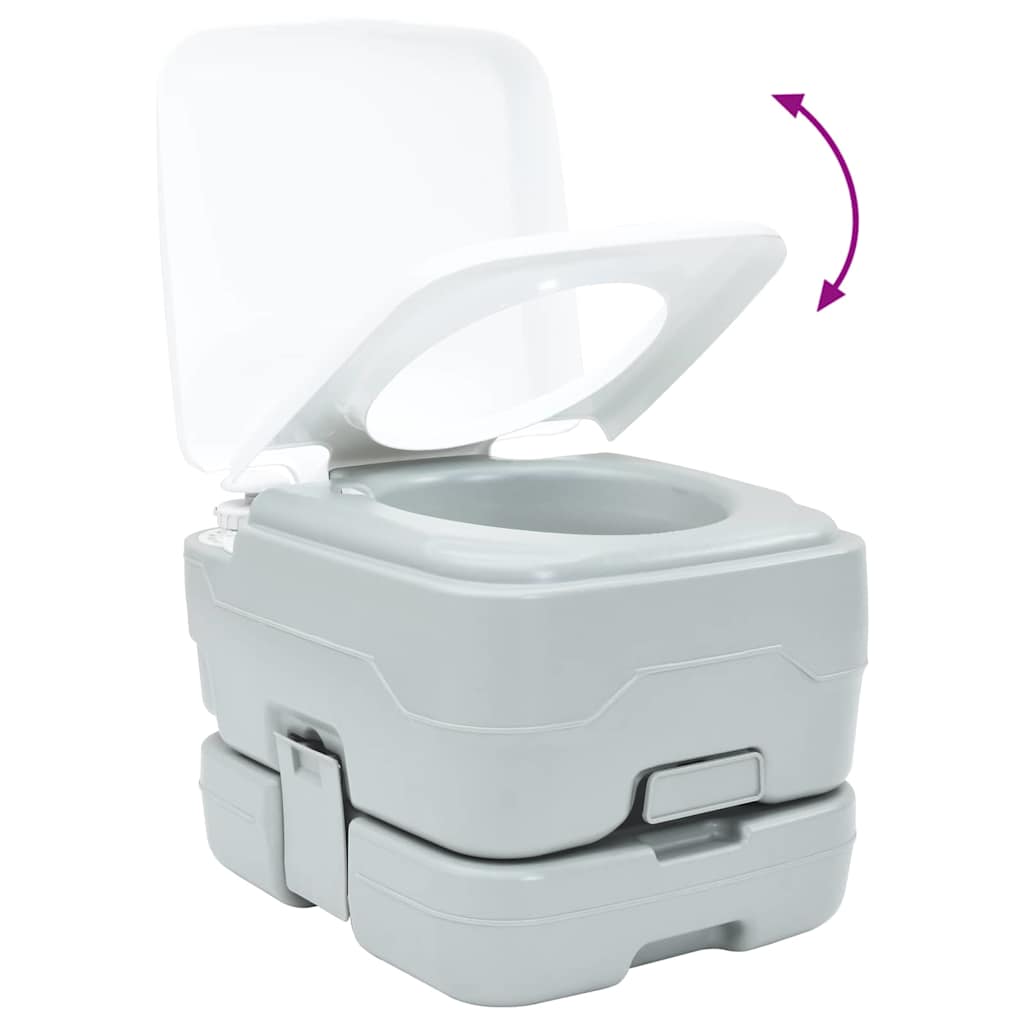 Toilette da Campeggio Grigio e Bianco 41,5 x 36,5 x 30 cm