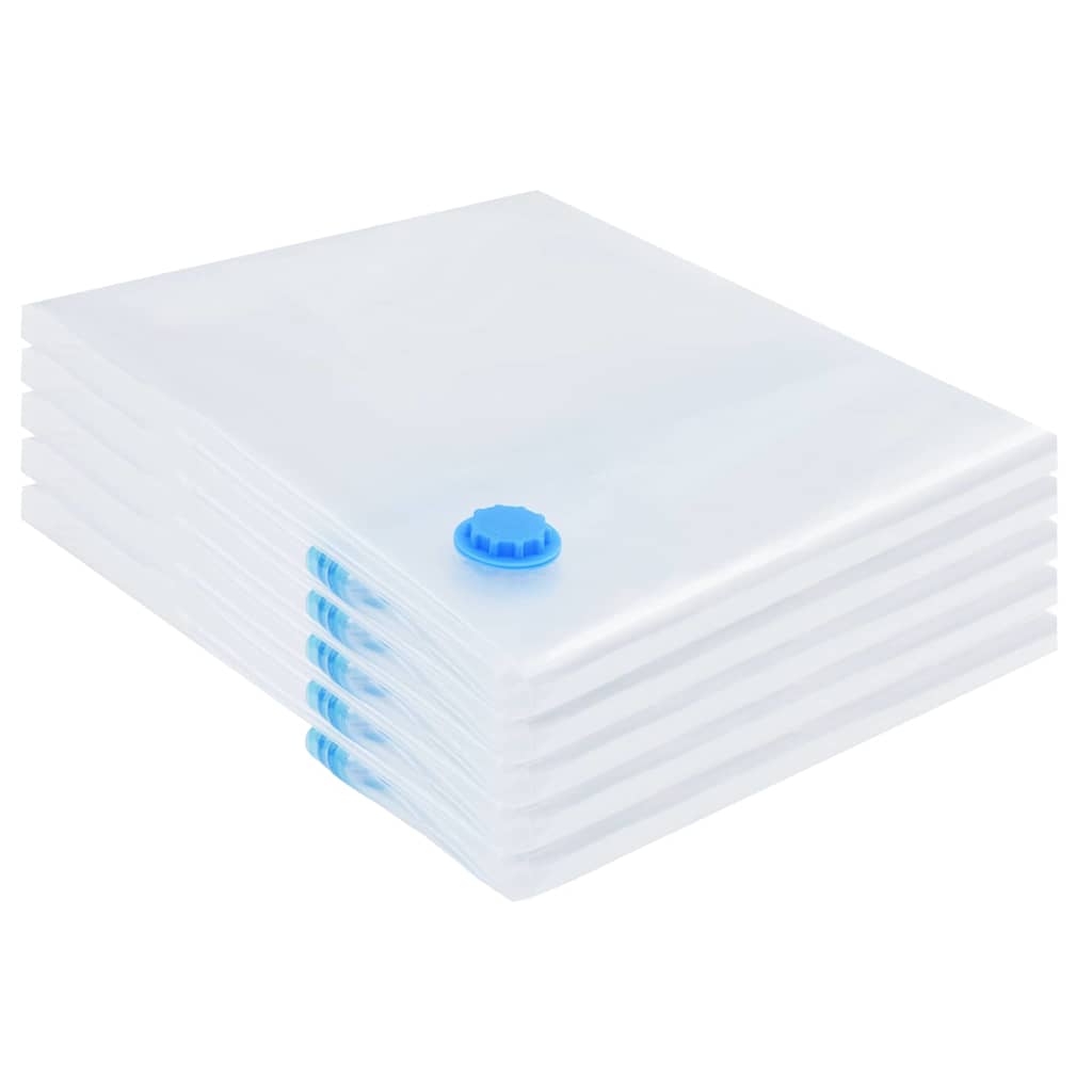 Sacchetti per Stoccaggio 5 pz Trasparente e Blu 100 x 80 cm
