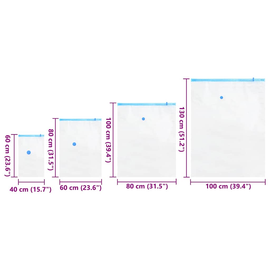 Sacchetti per Stoccaggio 15 pz Trasparente e Blu 130 x 100 cm