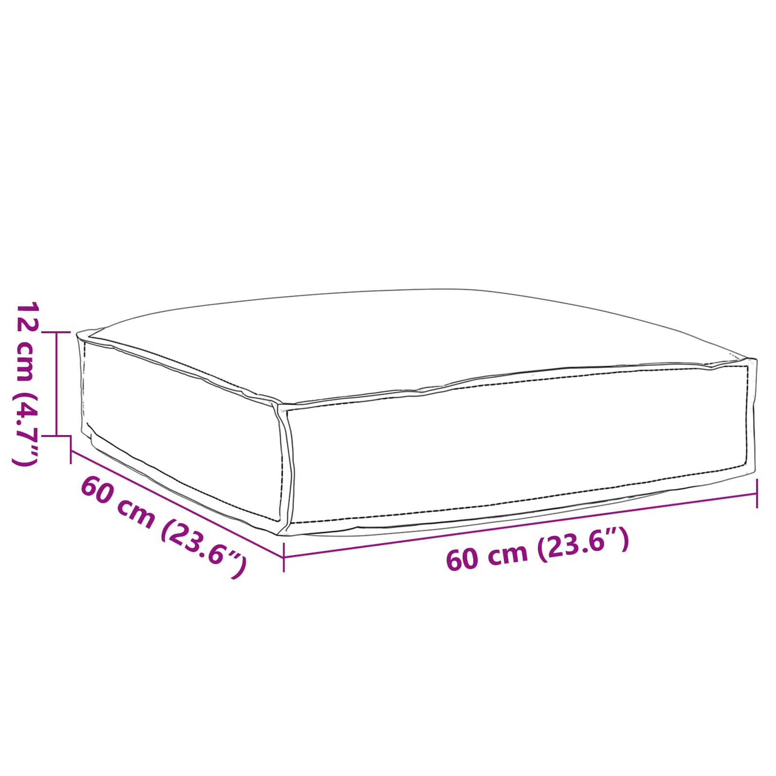 Cuscino Tessuto Oxford Tortora 60 x 60 x 12 cm