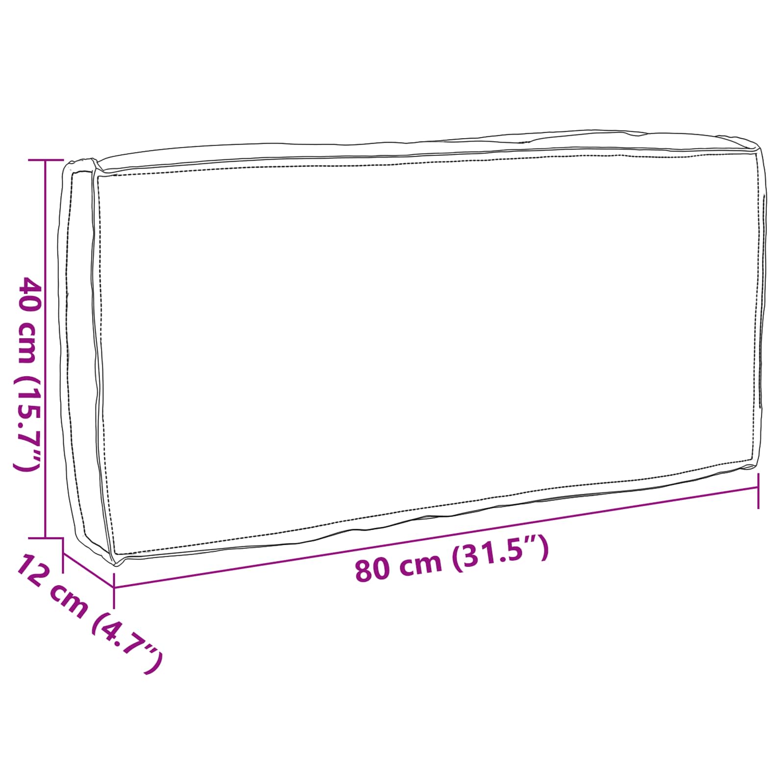 Cuscino Tessuto Oxford Grigio 80 x 40 x 12 cm